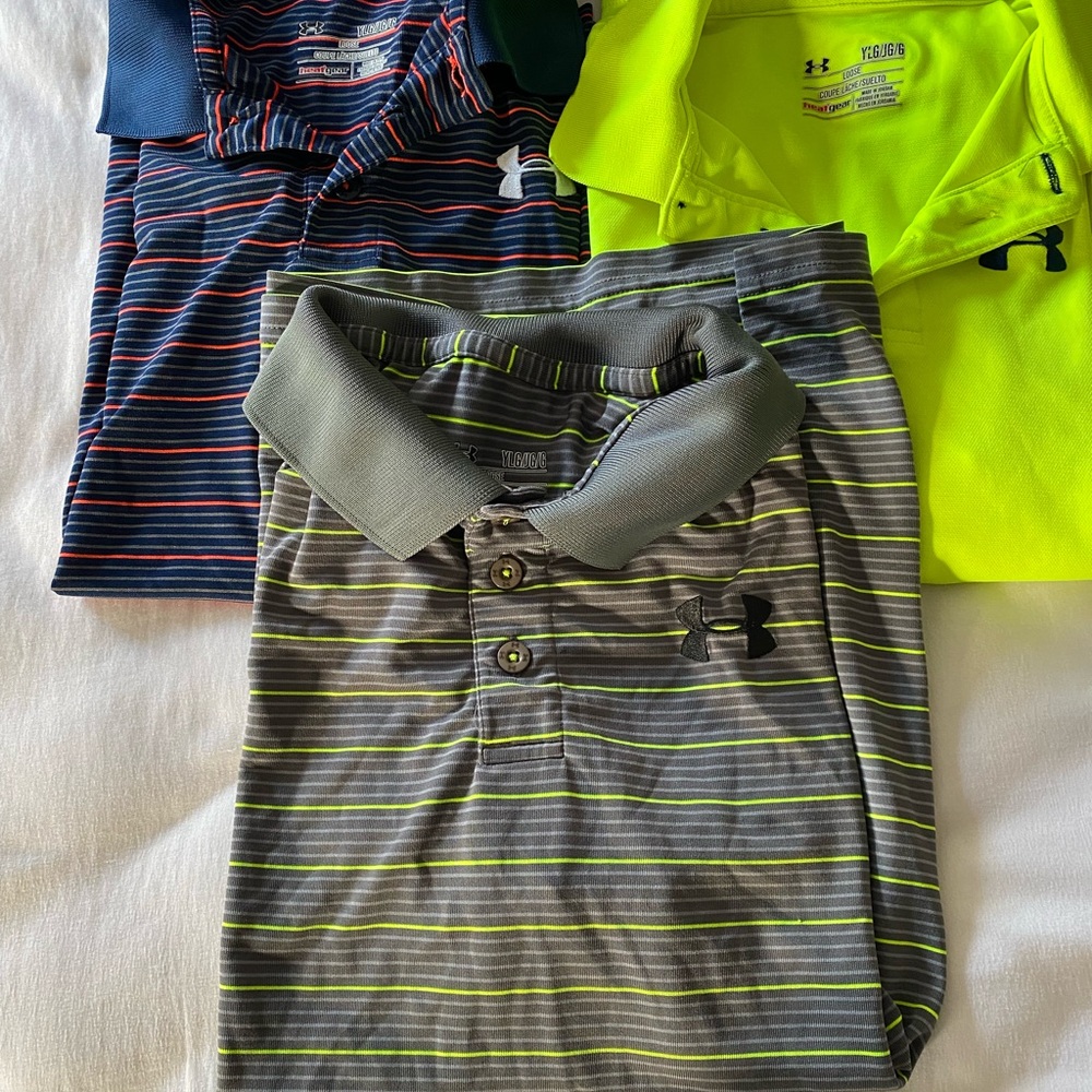 Boys Golf Polo Under Armour 3x Lot Youth Large